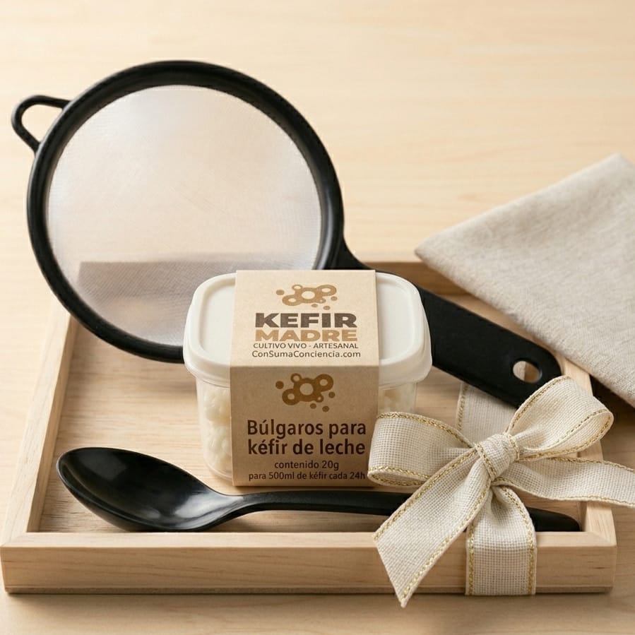 Kit Bulgaros Vivos 20g. + Utensilios. Hasta 500ml de kefir de leche