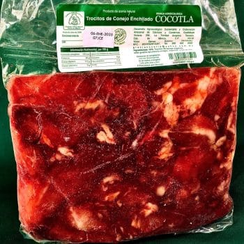Trocito de conejo enchilado 500g
