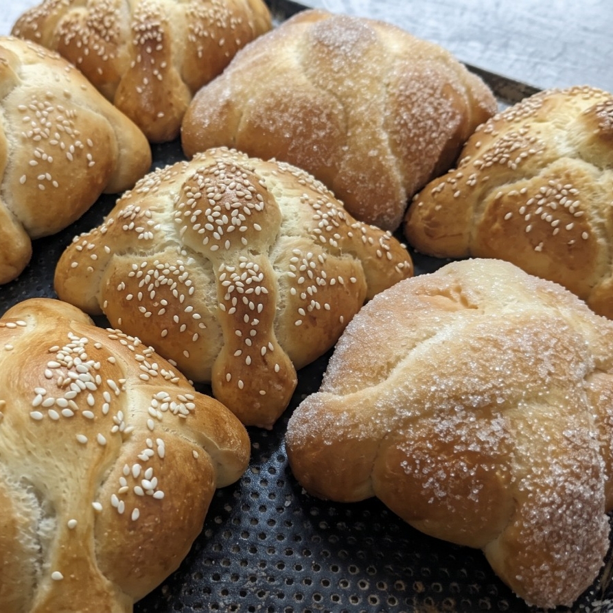 Pan de Muerto de Masa Madre Cobertura Ajonjolí o Azúcar