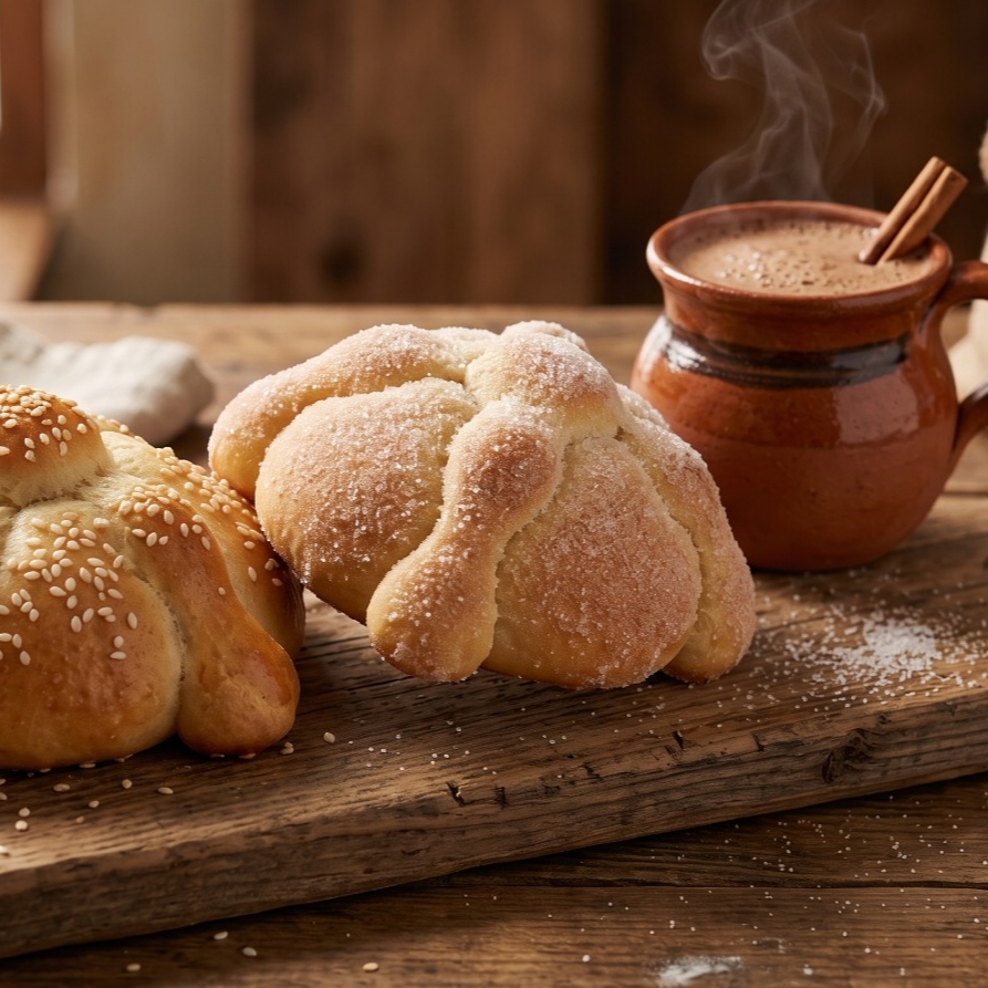 Pan de Muerto de Masa Madre Cobertura Ajonjolí o Azúcar