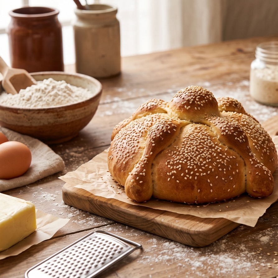 Pan de Muerto de Masa Madre Cobertura Ajonjolí o Azúcar